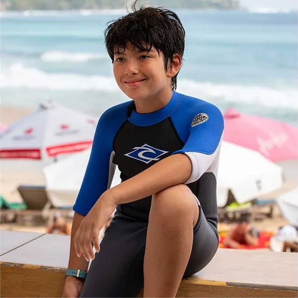 2026 Rip Curl Boys Omega 2mm Back Zip Shorty Wetsuit 11CBSP - Blue